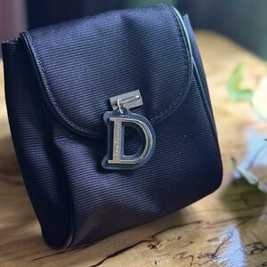 NWOT Dior Black Snap Closure Beauty Bag w/ Dior Beauty Charm